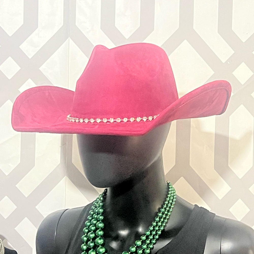 Burgundy Cowboy Hat with Silver Rhinestone Accents